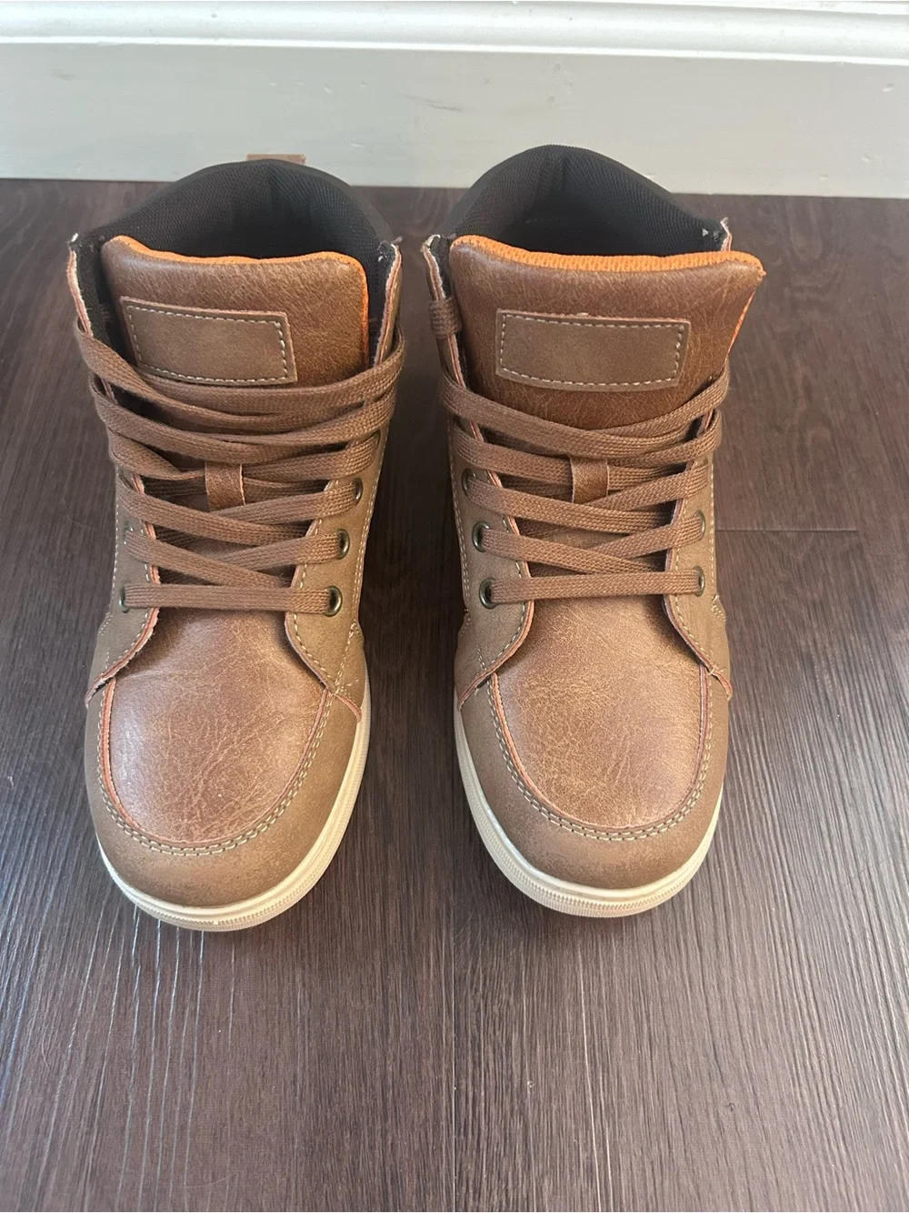 Falls Creek Boys Brown High-Top Casual Boots with Cream Sole NWOT